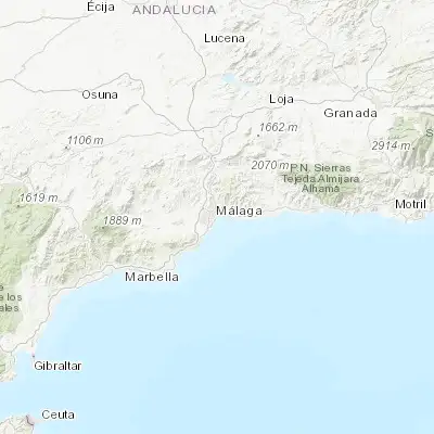 Map showing location of Málaga (36.720160, -4.420340)
