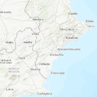 Map showing location of Monforte del Cid (38.380270, -0.728500)