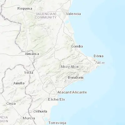 Map showing location of Muro del Alcoy (38.781200, -0.436080)