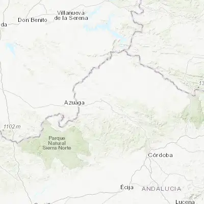 Map showing location of Peñarroya-Pueblonuevo (38.300000, -5.266670)