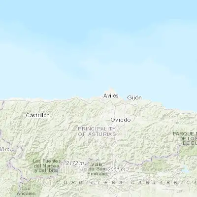 Map showing location of Piedras Blancas (43.559130, -5.975580)