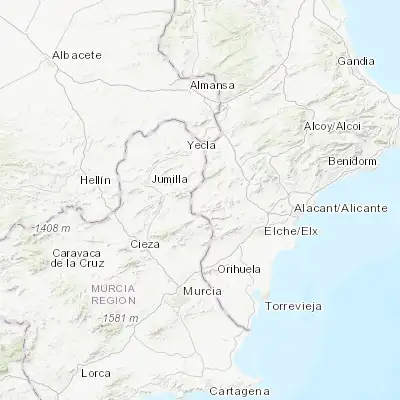 Map showing location of Pinoso (38.401640, -1.041960)