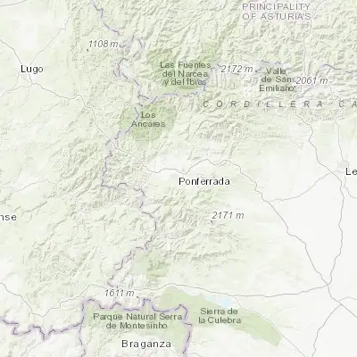 Map showing location of Ponferrada (42.546640, -6.596190)