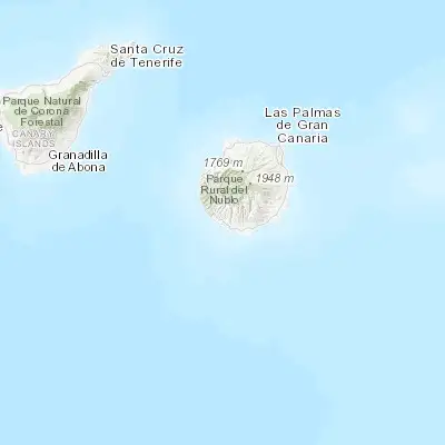 Map showing location of Puerto Rico (27.789430, -15.710450)
