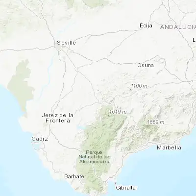Map showing location of Puerto Serrano (36.922090, -5.543040)