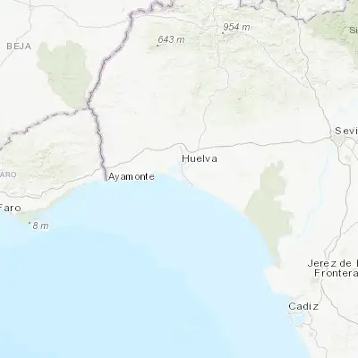Map showing location of Punta Umbría (37.182130, -6.966050)