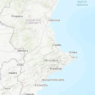 Map showing location of Quatretonda (38.950000, -0.400000)