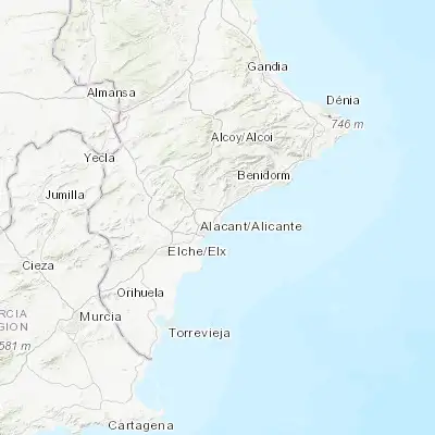 Map showing location of San Juan de Alicante (38.401480, -0.436230)
