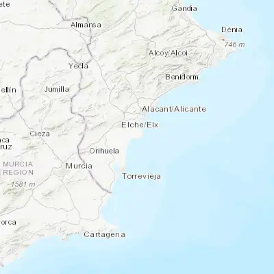 Map showing location of Santa Pola (38.191650, -0.565800)