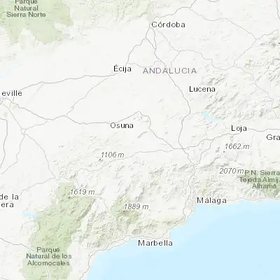Map showing location of Sierra de Yeguas (37.124200, -4.867730)