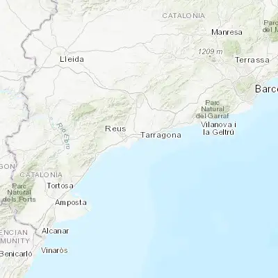 Map showing location of Tarragona (41.116670, 1.250000)