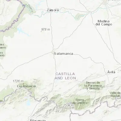 Map showing location of Terradillos (40.838360, -5.541600)