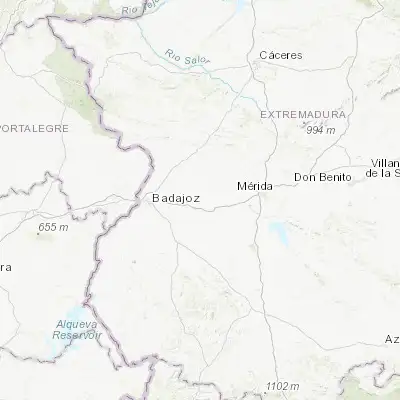 Map showing location of Valdelacalzada (38.889430, -6.700290)