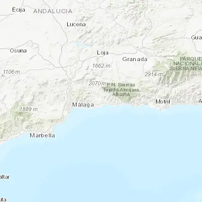 Map showing location of Vélez-Málaga (36.781070, -4.102660)