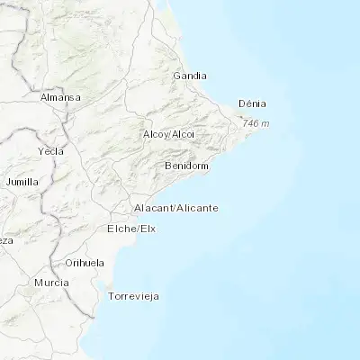 Map showing location of Villajoyosa (38.507540, -0.233460)