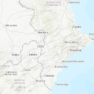 Map showing location of Villena (38.637300, -0.865680)