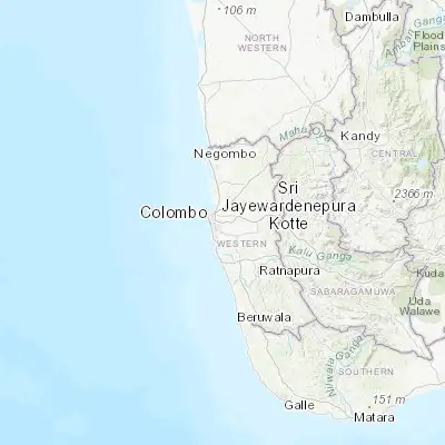 Map showing location of Battaramulla South (6.896400, 79.918100)