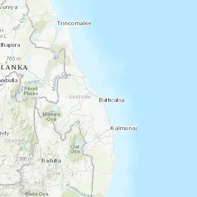 Map showing location of Batticaloa (7.710200, 81.692400)