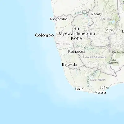 Map showing location of Beruwala (6.478800, 79.982800)
