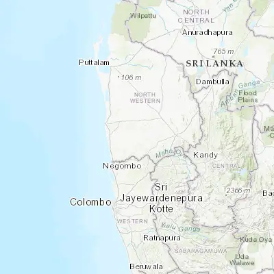 Map showing location of Kuliyapitiya (7.468800, 80.040100)