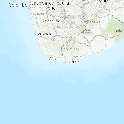 Map showing location of Mirissa city (5.946550, 80.458310)