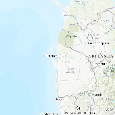 Map showing location of Puttalam (8.036200, 79.828300)