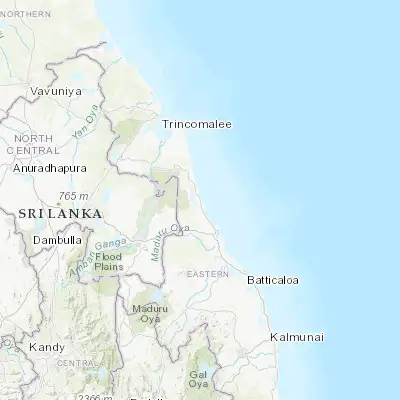 Map showing location of Vakarai (8.133330, 81.433330)