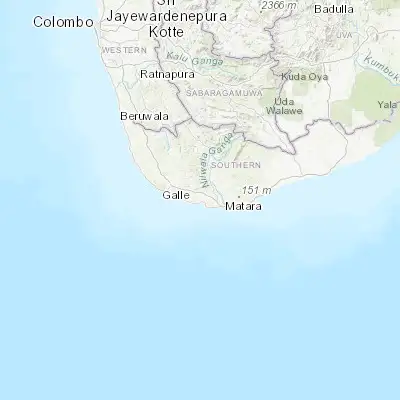 Map showing location of Weligama (5.975010, 80.429680)