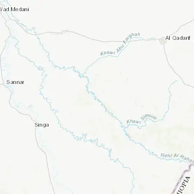 Map showing location of Al Ḩawātah (13.416670, 34.633330)