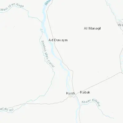 Map showing location of Al Kawa (13.746300, 32.499600)