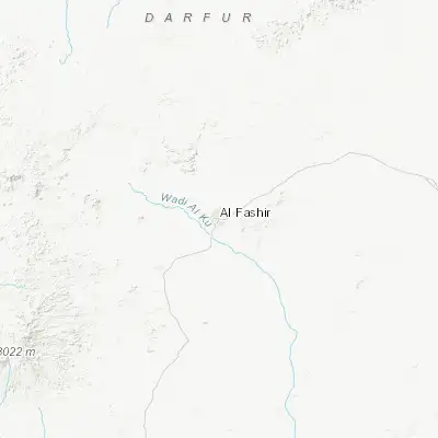 Map showing location of El Fasher (13.627930, 25.349360)