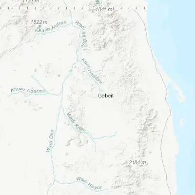 Map showing location of Gebeit (21.066670, 36.316670)