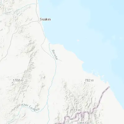 Map showing location of Tokār (18.425400, 37.729000)