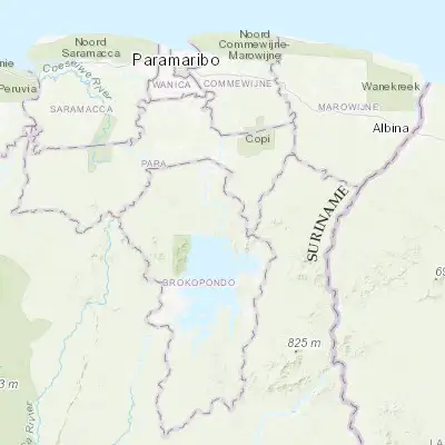 Map showing location of Brokopondo (5.055940, -54.980430)