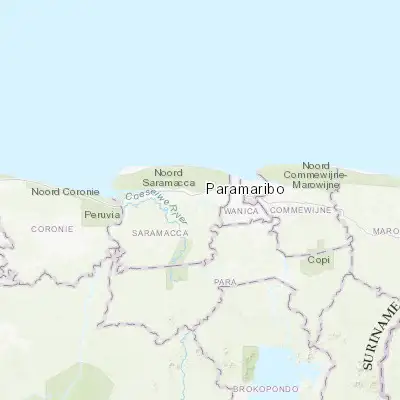 Map showing location of Groningen (5.800000, -55.466670)