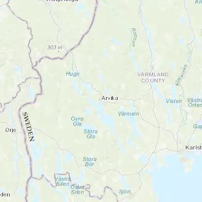 Map showing location of Arvika (59.655280, 12.585180)
