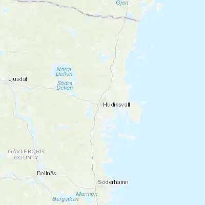 Map showing location of Hudiksvall (61.727440, 17.105580)