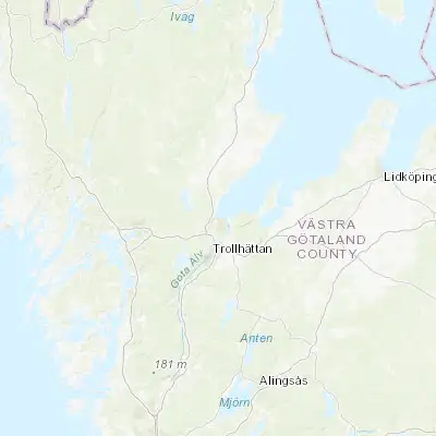 Map showing location of Vänersborg (58.380750, 12.323400)