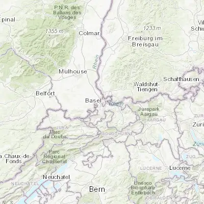 Map showing location of Basel (47.558390, 7.573270)