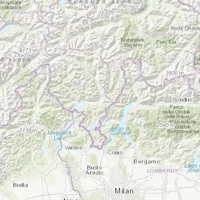 Map showing location of Bellinzona (46.192780, 9.017030)