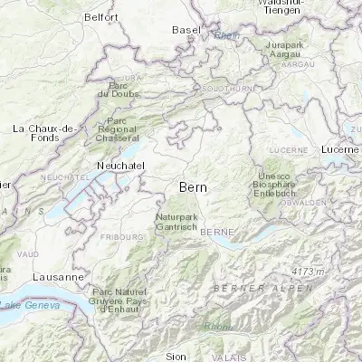 Map showing location of Bern (46.948090, 7.447440)
