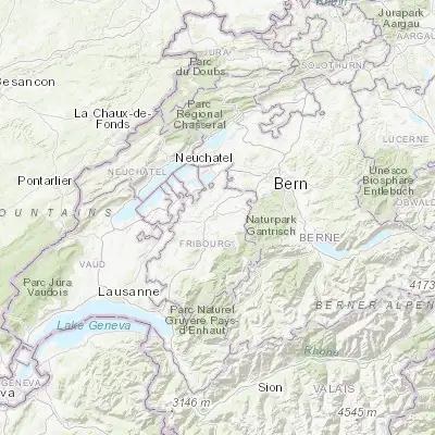 Map showing location of Fribourg (46.802370, 7.151280)