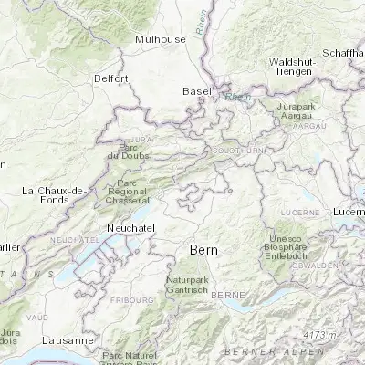 Map showing location of Grenchen (47.192100, 7.395860)