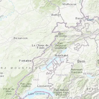 Map showing location of La Chaux-de-Fonds (47.099930, 6.825860)