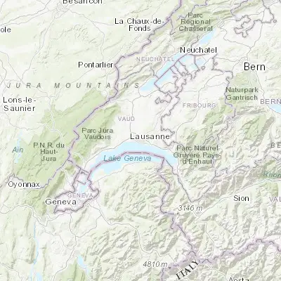 Map showing location of Lausanne (46.516000, 6.632820)