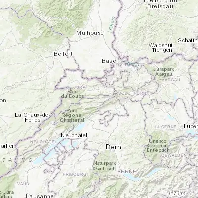 Map showing location of Moutier (47.278180, 7.369510)