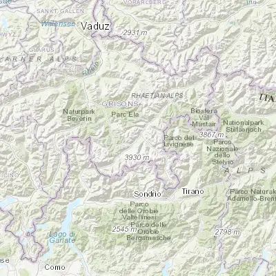 Map showing location of St. Moritz (46.499370, 9.843270)