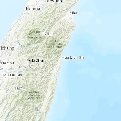 Map showing location of Hualien City (23.976940, 121.604440)