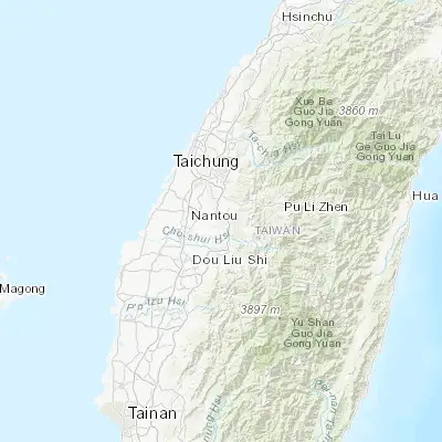 Map showing location of Nantou (23.915660, 120.663870)