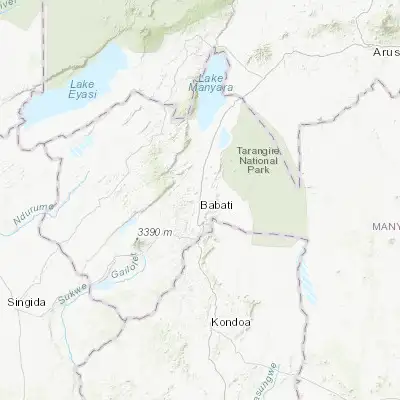 Map showing location of Babati (-4.216670, 35.750000)